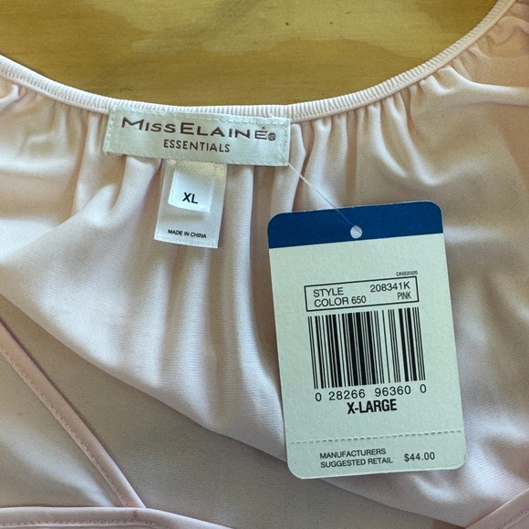 NWT Miss Elaine Essentials Pink Embroidered Nylon Nightgown XL Sleepwear - Picture 5 of 7